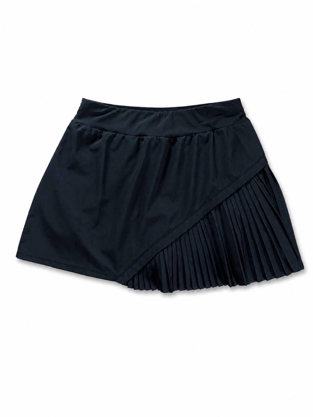 HALARA Black Asymmetrical Pleated Skort